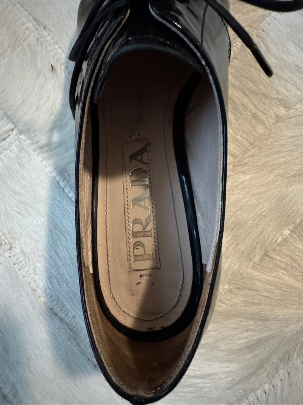 Prada Black Patent Leather Lace-Up Oxfords - Picture 5 of 14